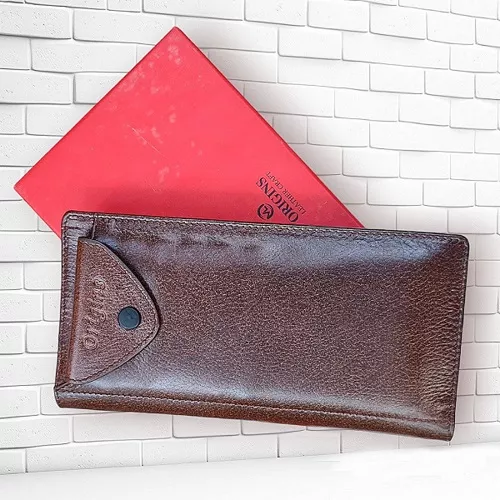 Long leather wallet men