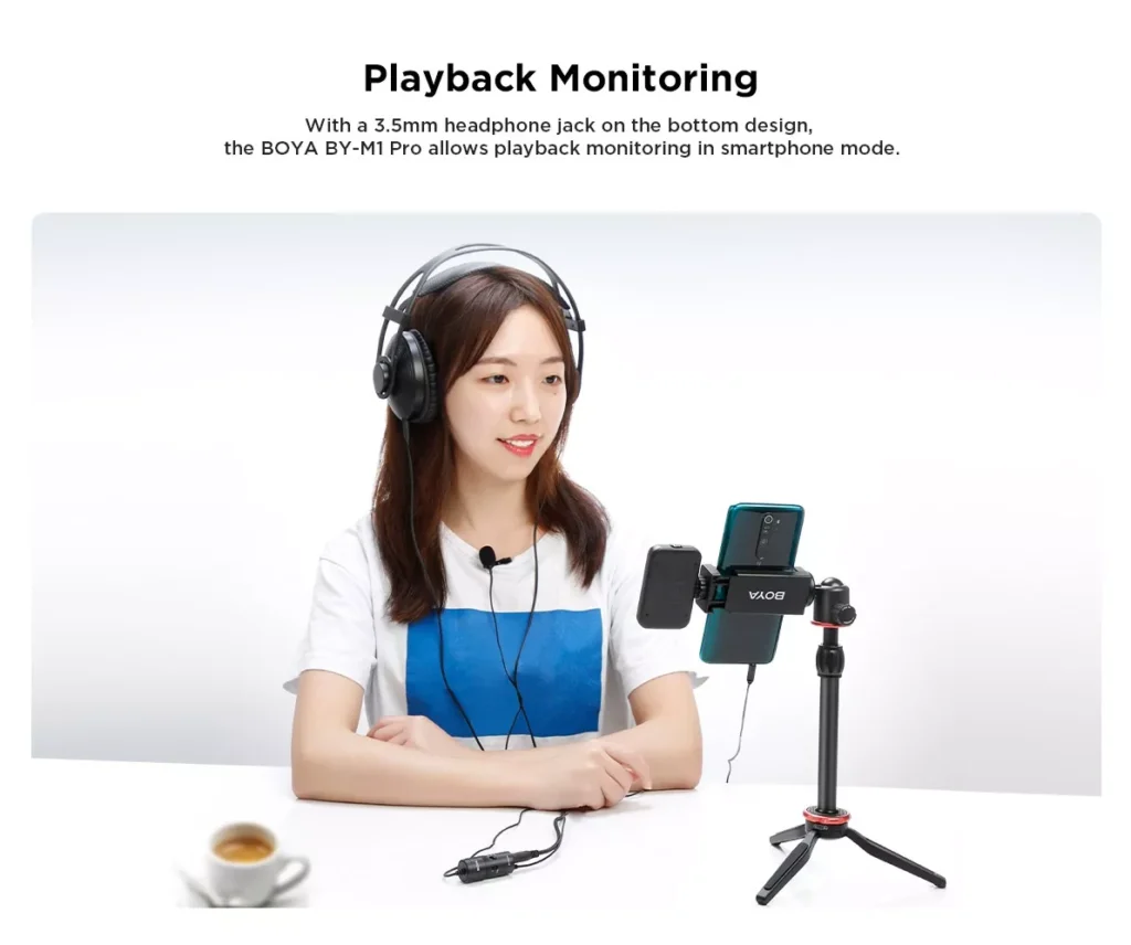 boya m1 playback monitoring mobile