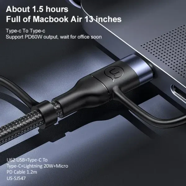 usams 3 in 1 usb data cable